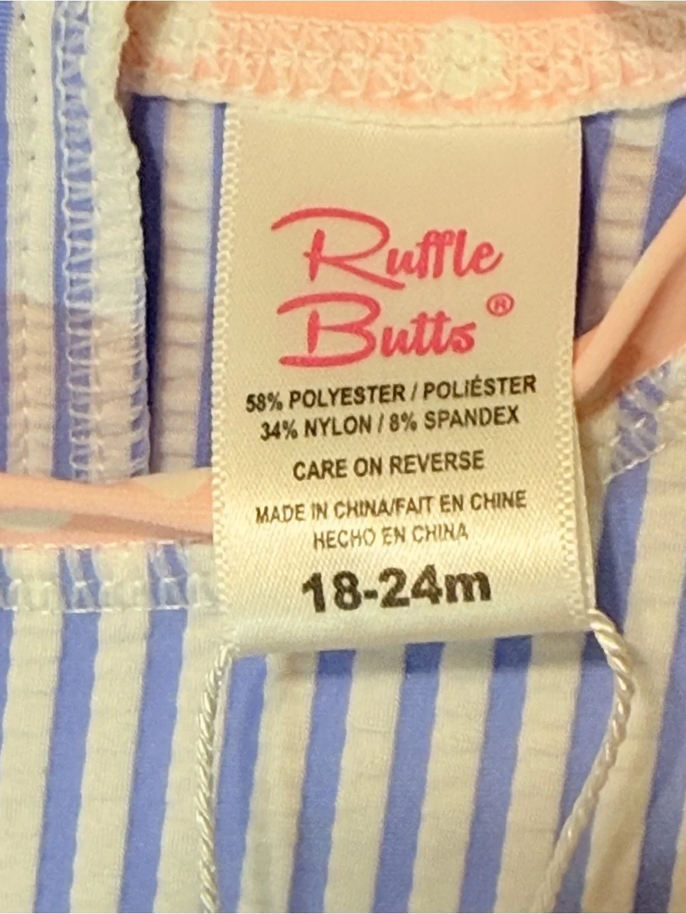 Ruffle Butts-Periwinkle Blue Seersucker Long Sleeve Rash Guard One Piece